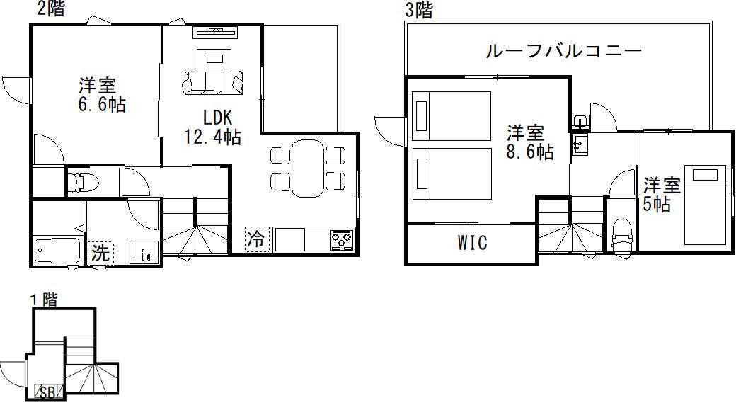 パティオ弦巻II(3LDK/1階)の間取り写真