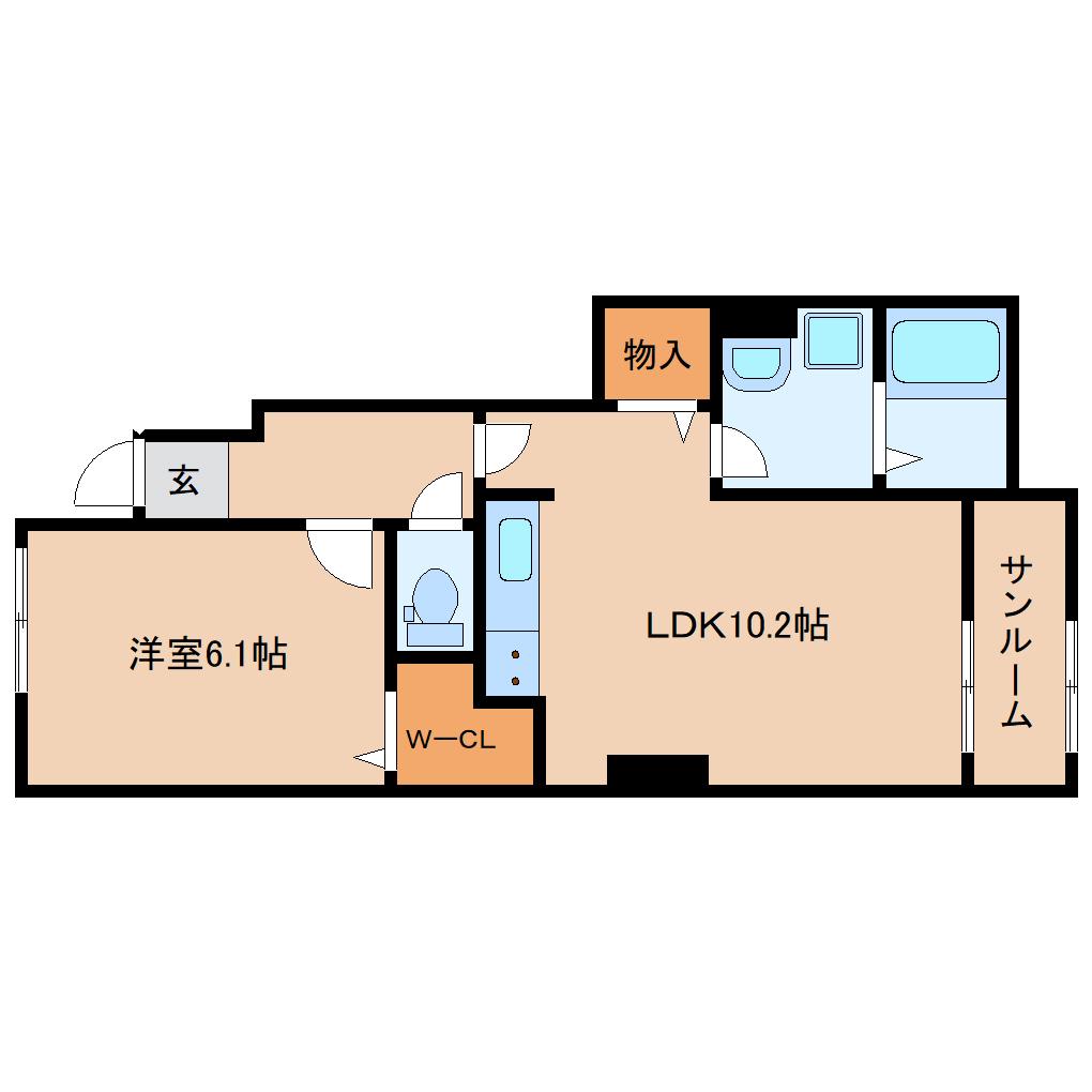 ベルソレイユII(1LDK/1階)の間取り写真