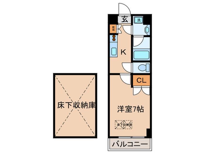 ルネスカピターレ(1K/1階)の間取り写真