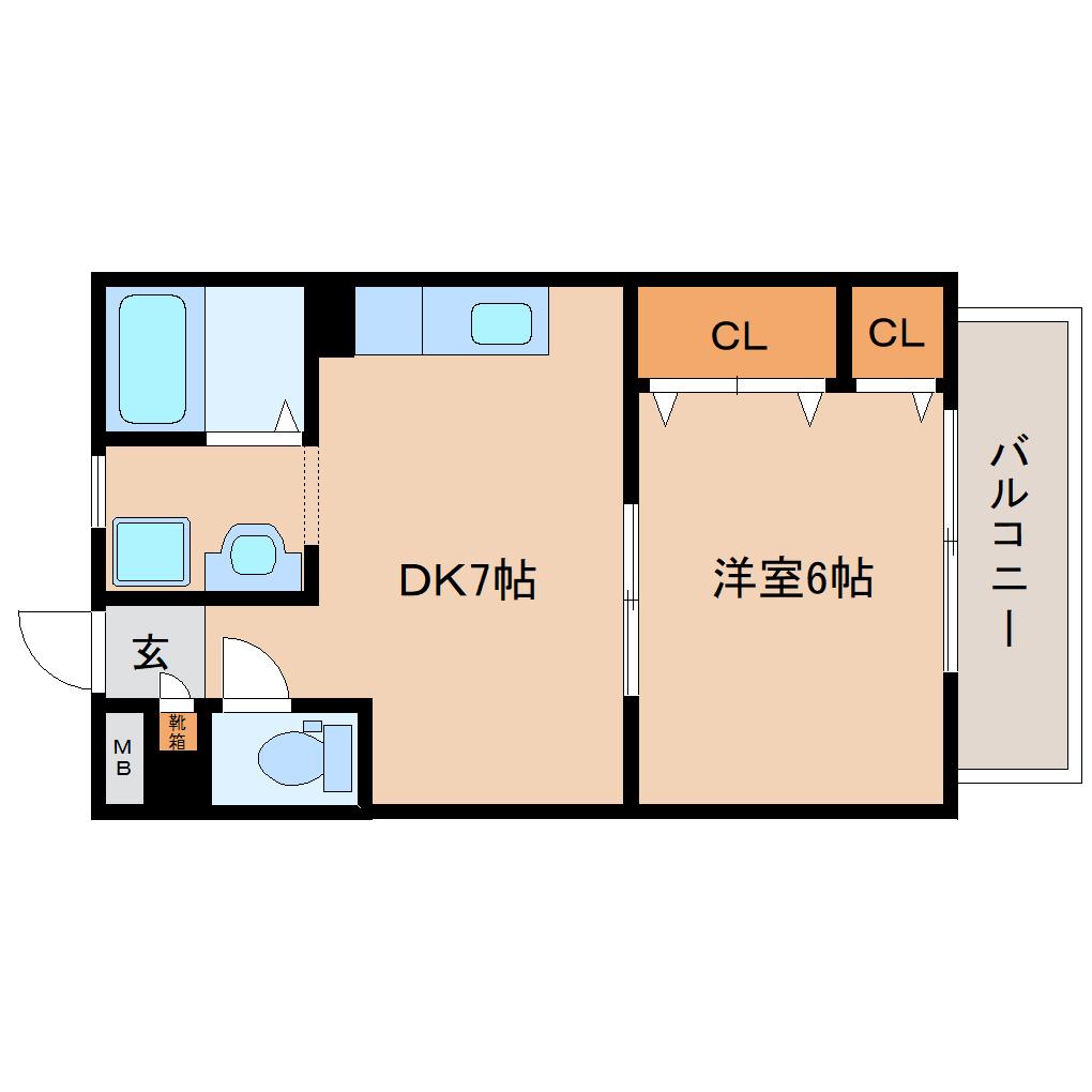 パークハイム(1DK/2階)の間取り写真