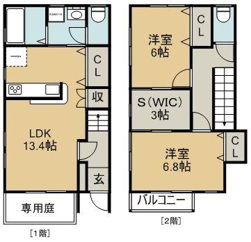 アークヴィレッジII(2SLDK/1階)の間取り写真