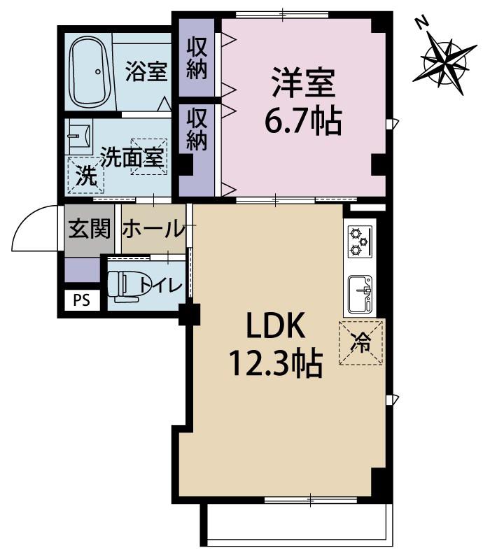 KINONE用賀(1LDK/3階)の間取り写真
