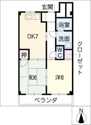 朝日ビル(2DK/4階)の間取り写真