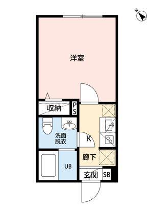 KUKKA八千代台 B50(1K/2階)の間取り写真