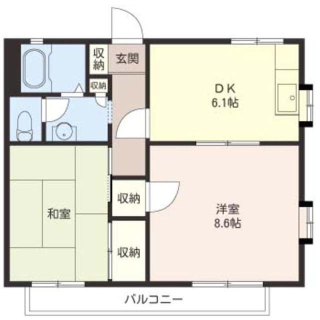 ライトヒルズA(2DK/1階)の間取り写真