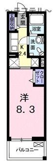 エテルノ グレイス(1K/2階)の間取り写真