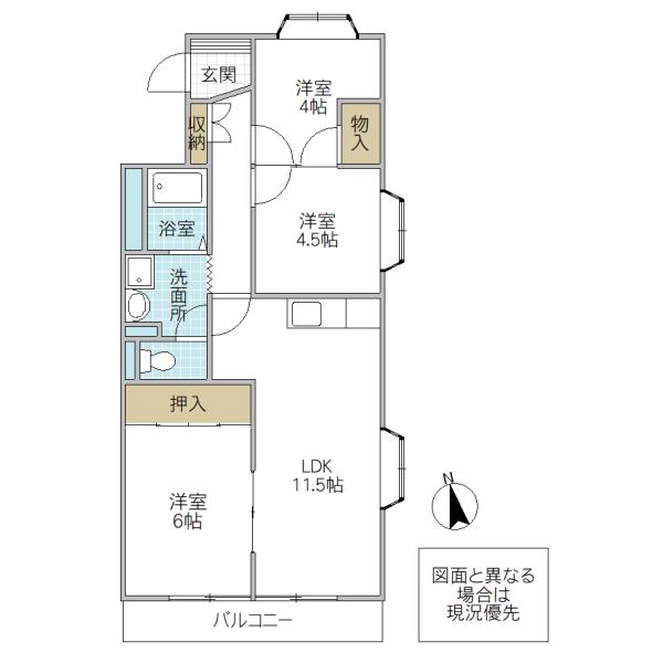 〇ロイヤルヴィサージュ(3LDK/1階)の間取り写真
