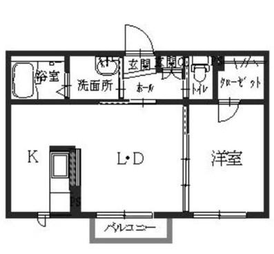 ウェルエンジュ(1LDK/1階)の間取り写真