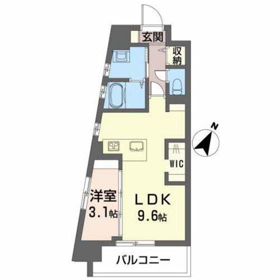 シティコート上幟町(1LDK/9階)の間取り写真
