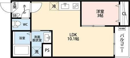 GRANDBLUE HOSHIMIYAI(1LDK/1階)の間取り写真