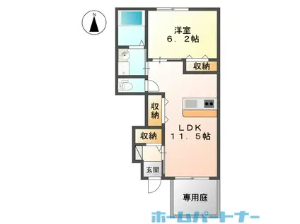 ヴィクトワール(1LDK/1階)の間取り写真