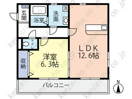 ロータスIII(1LDK/2階)の間取り写真