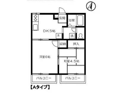 サニーフラッツC(2DK/1階)の間取り写真