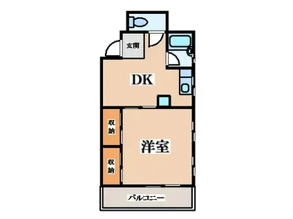 八戸ノ里ハイツ(1DK/4階)の間取り写真