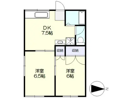 フォーブル青葉(2DK/1階)の間取り写真