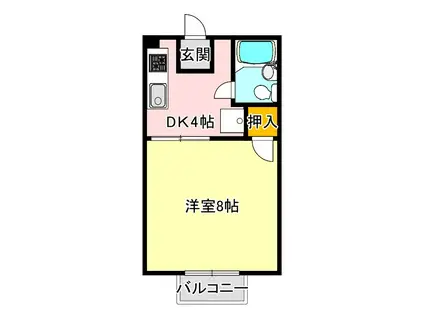 シティみの原B(1K/1階)の間取り写真