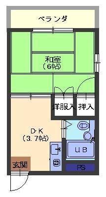 フローラル山手(1K/1階)の間取り写真