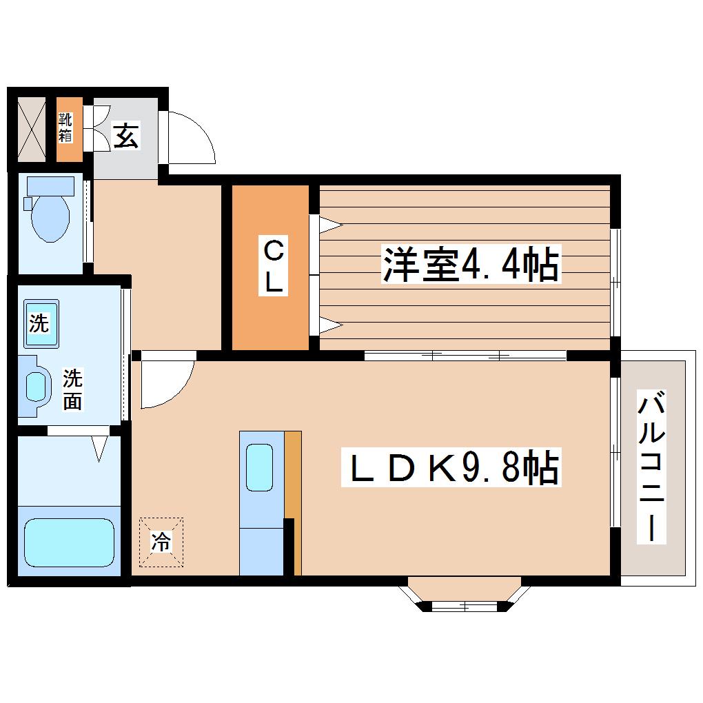 ピース18小松島(1LDK/2階)の間取り写真