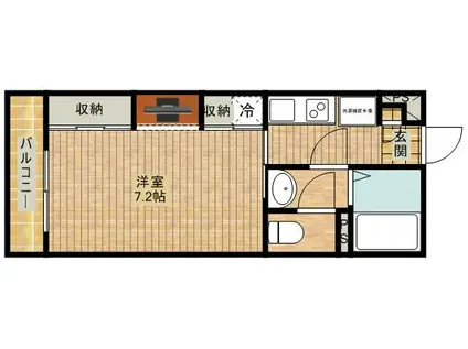 リブリ・下新城(1K/1階)の間取り写真