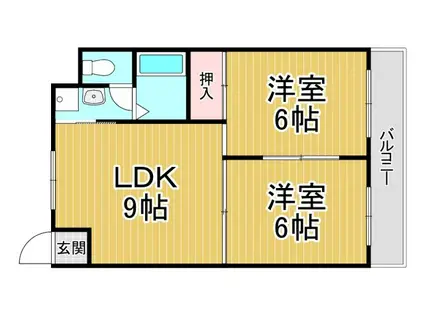 ホーク武庫之荘(2LDK/3階)の間取り写真