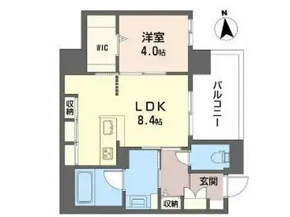 ウェルホームズ法円坂(1LDK/8階)の間取り写真