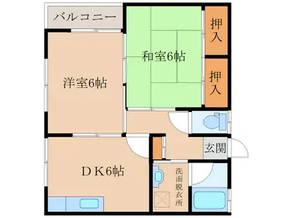 サニー瀬戸口(2DK/1階)の間取り写真