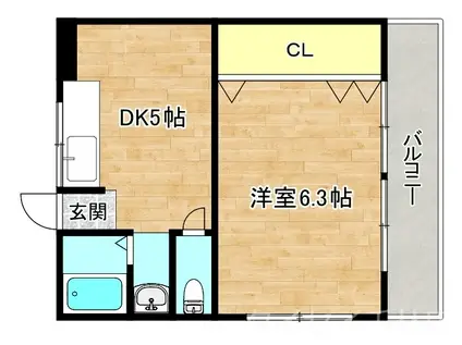 アオイマンション(1DK/4階)の間取り写真