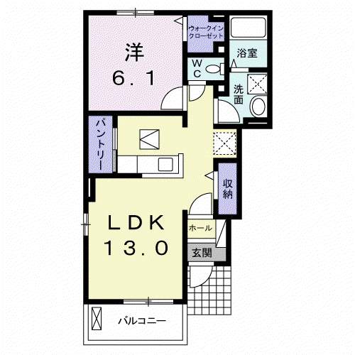 ココネリゾート(1LDK/1階)の間取り写真