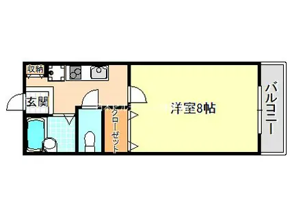 ヴィラロゼオ(1K/2階)の間取り写真