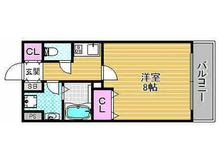 リアライズ神戸ウエスト(1K/2階)の間取り写真