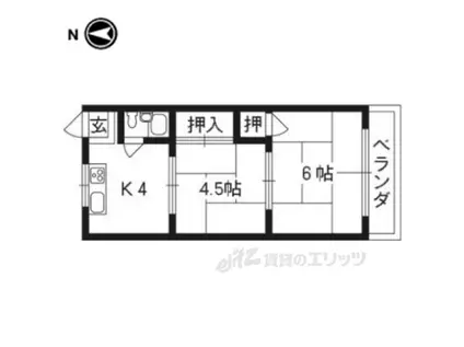 国道マンション(2K/4階)の間取り写真