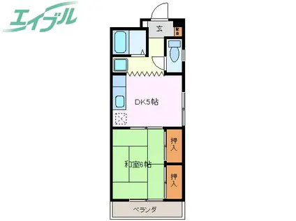 コーポ阪本(1DK/2階)の間取り写真