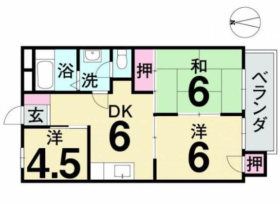 ウィスタリア昭和町(3DK/1階)の間取り写真