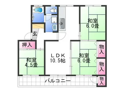 ネスタ花山(3LDK/4階)の間取り写真