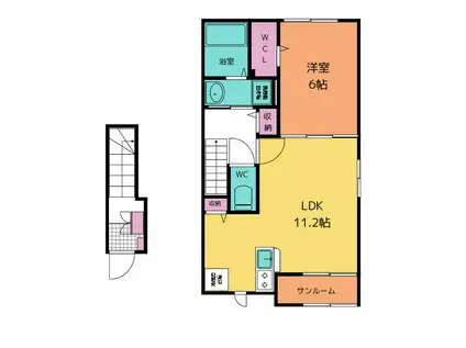エクシア ウーノ(1LDK/2階)の間取り写真