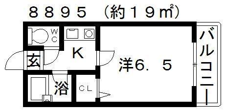 杉村ハイツII(1K/3階)の間取り写真