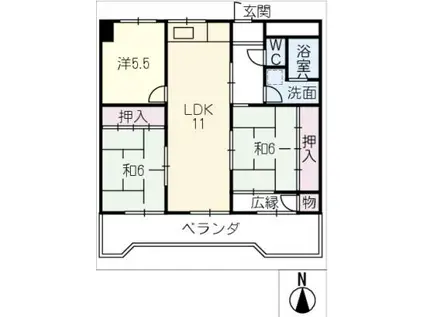 戸塚マンション F棟 503(3LDK/5階)の間取り写真