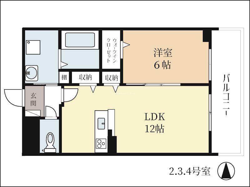 フルール アムール(1LDK/2階)の間取り写真