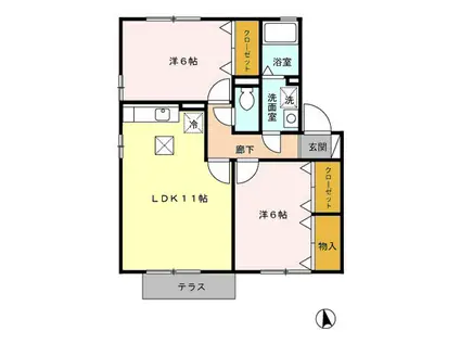 セジュール橋口(2LDK/1階)の間取り写真