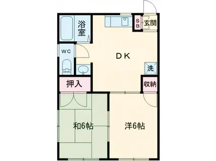 グリーンカサマハイツ(2DK/1階)の間取り写真