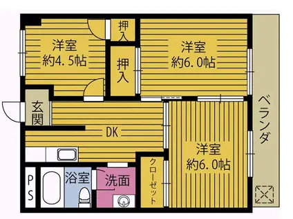 山本ビル(3K/3階)の間取り写真
