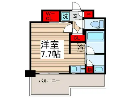 GENOVIA水天宮前SKYGARDEN(ワンルーム/6階)の間取り写真