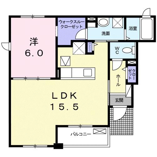 サニーオーブII(1LDK/1階)の間取り写真