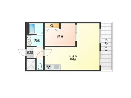 ライオンズマンション靭公園(1LDK/3階)の間取り写真