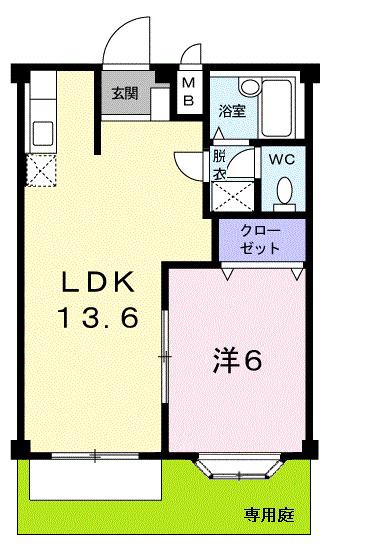 エルディムおおすみA(1LDK/1階)の間取り写真