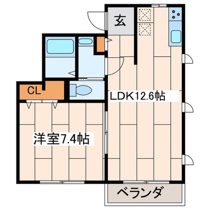 ミルクリーク茅ヶ崎(1LDK/2階)の間取り写真