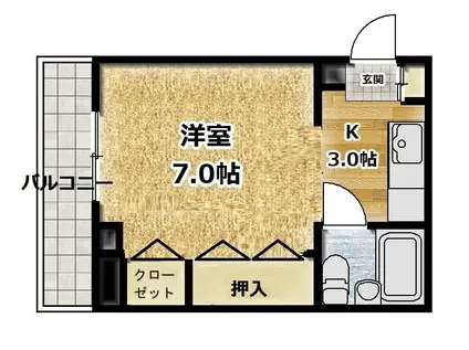 ルミウス空港通(1K/3階)の間取り写真