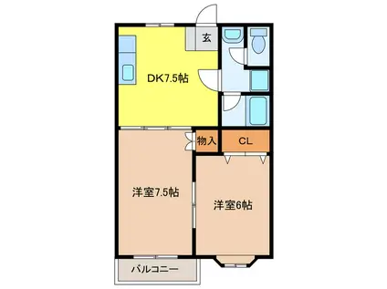 TWINS COOPO(2DK/1階)の間取り写真