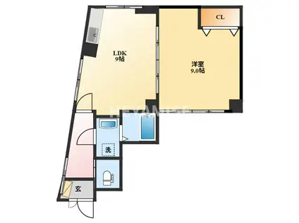 塩見ビル(1LDK/4階)の間取り写真