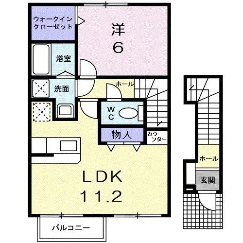 ツインアヴニール弐号館(1LDK/2階)の間取り写真